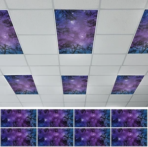 8PCS Fluorescent Light Covers, 4x2 Feet Magnetic Light Cover Fluorescent Lights Shade Panel Positive Inspirational Ceiling Lights Filters for Office Classroom Home Drop Ceiling(Forests & Starry Sky) 8PCS Fluorescent Light Covers, 4x2 Feet Magnetic Light Cover Fluorescent Lights Shade Panel Positive Inspirational Ceiling Lights Filters for Office Classroom Home Drop Ceiling(Forests & Starry Sky)