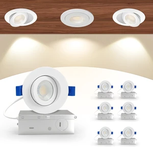Aosclex 6 Pack 3 Inch Adjustable Gimbal 5CCT Recessed LED Light 7W 800LM Aosclex 6 Pack 3 Inch Adjustable Gimbal 5CCT Recessed LED Light 7W 800LM