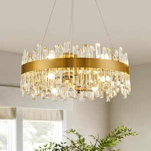 23.6'' Modern Crystal Chandelier Flush Mount Ceiling Light 12-Light