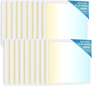 Sunco 18 Pack 2x2 LED Flat Panel Lights, Dual Selectable, 30-40W, Dimmable