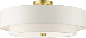 Livex Lighting 52140-12 Meridian Collection 5-Light Semi Flush Mount Ceiling Light with Off-White Hardback Fabric Shade, Satin Brass, 22 x 22 x 9.5 Livex Lighting 52140-12 Meridian Collection 5-Light Semi Flush Mount Ceiling Light with Off-White Hardback Fabric Shade, Satin Brass, 22 x 22 x 9.5