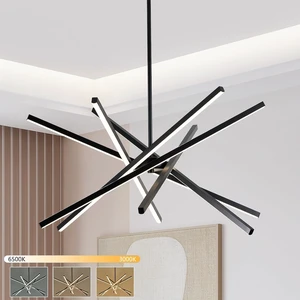 Modern Black Chandelier Light Fixtures - LED 6-Lights Dining Room Linear Chandeliers Sputnik Pendant Lights Fixture Over Table 3000K 4500K 6000K Dimmable for Kitchen Island Living Room Modern Black Chandelier Light Fixtures - LED 6-Lights Dining Room Linear Chandeliers Sputnik Pendant Lights Fixture Over Table 3000K 4500K 6000K Dimmable for Kitchen Island Living Room