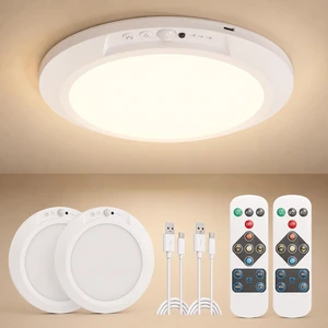 2-Pack Rechargeable Motion Sensor Ceiling Light for Shower Closet Pantry 2-Pack Rechargeable Motion Sensor Ceiling Light for Shower Closet Pantry