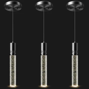 3 Pack Pendant Lights Kitchen Island, Modern Pendant Lighting with Crystal Bubble, Black Pendant Light Fixture Hanging Light for Dining Room Restaurant (Bulbs NOT Included) 3 Pack Pendant Lights Kitchen Island, Modern Pendant Lighting with Crystal Bubble, Black Pendant Light Fixture Hanging Light for Dining Room Restaurant (Bulbs NOT Included)