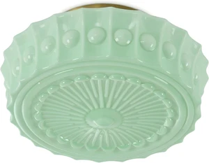 Vintage Milk Glass Flush Mount Ceiling Light, Schoolhouse Ceiling Light Fixture, Mint Green Glass Shade with Brass / Gold Base, Retro Glass Ceiling Lamp for Kitchen Hallway Bedroom Bathroom, E26 Base Vintage Milk Glass Flush Mount Ceiling Light, Schoolhouse Ceiling Light Fixture, Mint Green Glass Shade with Brass / Gold Base, Retro Glass Ceiling Lamp for Kitchen Hallway Bedroom Bathroom, E26 Base