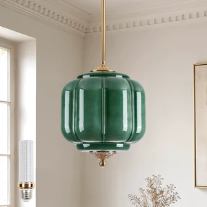 Green Glass Pendant Light Fixtures, 9.5 Inches Vintage Chandelier Green Glass Pendant Light Fixtures, 9.5 Inches Vintage Chandelier