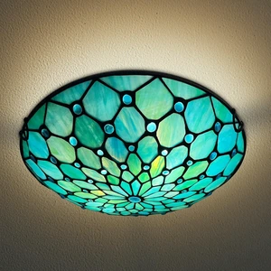 ARTZONE Tiffany Ceiling Lights, Stained Glass Ceiling Light 2-Lights 12 Inch Tiffany Flush Mount Ceiling Light for Bedroom Dining Living Room Entryway Foyer(Blue) ARTZONE Tiffany Ceiling Lights, Stained Glass Ceiling Light 2-Lights 12 Inch Tiffany Flush Mount Ceiling Light for Bedroom Dining Living Room Entryway Foyer(Blue)
