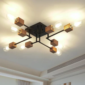 8-Light Modern Black and Wood Sputnik Chandelier Retro Matte Ceiling Light Fixture Boho Ceiling lamp for Kitchen Dining Room Living Room Bedroom Farmhouse 8-Light Modern Black and Wood Sputnik Chandelier Retro Matte Ceiling Light Fixture Boho Ceiling lamp for Kitchen Dining Room Living Room Bedroom Farmhouse