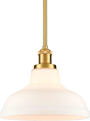 HOLKIRT Modern Gold Pendant Light, Dome Opal Glass Adjustable Height HOLKIRT Modern Gold Pendant Light, Dome Opal Glass Adjustable Height