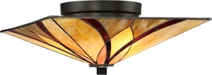 Quoizel TFAS1615VA Asheville Tiffany Flush Mount Ceiling Lighting, 2-Light, 120 Watts, Valiant Bronze (7" H x 15" W)