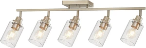 LOUSACE 5-Light Brushed Nickel Track Lighting Kit, Flush Mount Ceiling Spotlights with Seeded Glass, Bathroom Vanity Lighting & Ceiling Track Light Fixtures for Kitchen Dinning Room Bathroom LOUSACE 5-Light Brushed Nickel Track Lighting Kit, Flush Mount Ceiling Spotlights with Seeded Glass, Bathroom Vanity Lighting & Ceiling Track Light Fixtures for Kitchen Dinning Room Bathroom