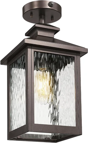 FEMILA 16" Dusk to Dawn Outdoor Ceiling Light with Ripple Glass FEMILA 16" Dusk to Dawn Outdoor Ceiling Light with Ripple Glass