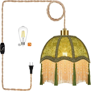 ZECOXOL Boho Plug in Pendant Light Rustic Hanging Lights with Plug in Cord & Flower Lampshade,Fringe Hanging Lamp Dimmable Plug in Ceiling Light Fixture for Living Room Bedroom Kitchen (Bulb Include) ZECOXOL Boho Plug in Pendant Light Rustic Hanging Lights with Plug in Cord & Flower Lampshade,Fringe Hanging Lamp Dimmable Plug in Ceiling Light Fixture for Living Room Bedroom Kitchen (Bulb Include)