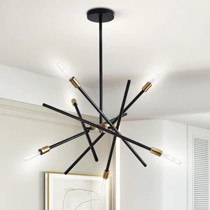 Modern 6-Light Black and Gold Sputnik Chandelier Dimmable Adjustable Height Contemporary Pendant Light Fixture for Dining Room Mid Century Farmhouse Mental Ceiling Light for Kitchen Island LivingRoom Modern 6-Light Black and Gold Sputnik Chandelier Dimmable Adjustable Height Contemporary Pendant Light Fixture for Dining Room Mid Century Farmhouse Mental Ceiling Light for Kitchen Island LivingRoom