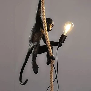 LOYALHEARTDY Vintage Resin Hemp Rope Monkey Pendant Light Fixture Monkey Chandelier Industrial Retro E26 Edison Ceiling Pendant Lamp for Dining Living Room Bedroom Bar Cafe (Black) LOYALHEARTDY Vintage Resin Hemp Rope Monkey Pendant Light Fixture Monkey Chandelier Industrial Retro E26 Edison Ceiling Pendant Lamp for Dining Living Room Bedroom Bar Cafe (Black)