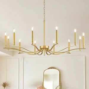 12 Light Gold Living Room Chandelier Large Chandeliers for High Ceiling Foyer Brass Chandelier 53in Metal Chandeliers Hanging Light for Master Bedroom Dining Room Light Fixture Over Table 12 Light Gold Living Room Chandelier Large Chandeliers for High Ceiling Foyer Brass Chandelier 53in Metal Chandeliers Hanging Light for Master Bedroom Dining Room Light Fixture Over Table