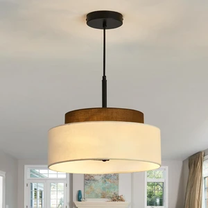 3-Light Farmhouse Pendant Light Fixture 2-Tier Drum Pendant Lighting with Fabric Shade 13inch Rustic Hanging Chandelier for Living Room Kitchen Dining Room Bedroom Entryway 3-Light Farmhouse Pendant Light Fixture 2-Tier Drum Pendant Lighting with Fabric Shade 13inch Rustic Hanging Chandelier for Living Room Kitchen Dining Room Bedroom Entryway