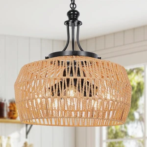 SOTTAE Rattan Boho Chandeliers for Dining Room,5-Light Adjustable Farmhouse Chandelier Light Fixture with Wicker Lampshade,Boho Hanging Pendant Lighting for Kitchen Island, Bedroom, Living Room SOTTAE Rattan Boho Chandeliers for Dining Room,5-Light Adjustable Farmhouse Chandelier Light Fixture with Wicker Lampshade,Boho Hanging Pendant Lighting for Kitchen Island, Bedroom, Living Room