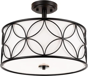 Edwarmlux 3-Light Semi Flush Mount Ceiling Light, 16" Drum Light with Fabric Shade, Modern Close to Ceiling Lamp for Living Room Bedroom Dining Room Kitchen Hallway Entry Foyer (Black) Edwarmlux 3-Light Semi Flush Mount Ceiling Light, 16" Drum Light with Fabric Shade, Modern Close to Ceiling Lamp for Living Room Bedroom Dining Room Kitchen Hallway Entry Foyer (Black)