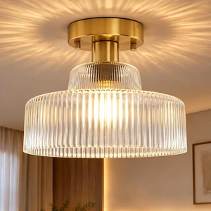 BoostArea Industrial Semi Flush Mount Ceiling Light,Vintage Hanging Ceiling Lamp with Glass Shade, Farmhouse Light Fixture for Porch Hallway Corridor Kitchen Bathroom Bedroom, Bulb Not Included BoostArea Industrial Semi Flush Mount Ceiling Light,Vintage Hanging Ceiling Lamp with Glass Shade, Farmhouse Light Fixture for Porch Hallway Corridor Kitchen Bathroom Bedroom, Bulb Not Included