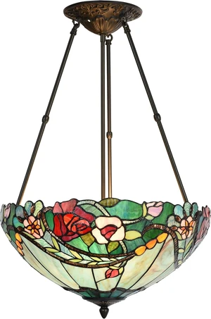 Bieye L10741 Rose Flower Tiffany Style Stained Glass Ceiling Pendant Light with 18-inch Wide Lampshade, 3 Lights Bieye L10741 Rose Flower Tiffany Style Stained Glass Ceiling Pendant Light with 18-inch Wide Lampshade, 3 Lights