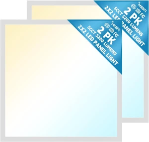 2x2 LED Flat Panel Light 2-Pack, Drop Ceiling Fixture, 5 Wattage Selectable (20W/25W/30W/35W/40W), 5 CCT (3000K-6500K), 0-10V Dimmable, ETL/DLC Listed for Office & Kitchen 2x2 LED Flat Panel Light 2-Pack, Drop Ceiling Fixture, 5 Wattage Selectable (20W/25W/30W/35W/40W), 5 CCT (3000K-6500K), 0-10V Dimmable, ETL/DLC Listed for Office & Kitchen