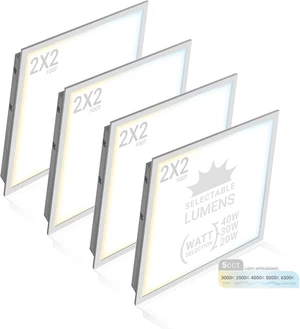 NUWATT 2x2 LED Flat Panel Lights, 40W/30W/20W, 5CCT 30K-65K, DLC, 4 Pack NUWATT 2x2 LED Flat Panel Lights, 40W/30W/20W, 5CCT 30K-65K, DLC, 4 Pack