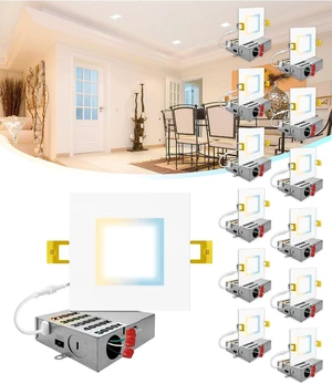 NUWATT 12 Pack Canless 6 Inch LED Square Recessed Lighting 2700K-5000K, ETL NUWATT 12 Pack Canless 6 Inch LED Square Recessed Lighting 2700K-5000K, ETL
