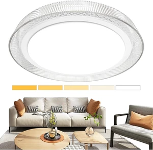 16-Inch LED Flush Mount Ceiling Light, Textured Acrylic, White 16-Inch LED Flush Mount Ceiling Light, Textured Acrylic, White