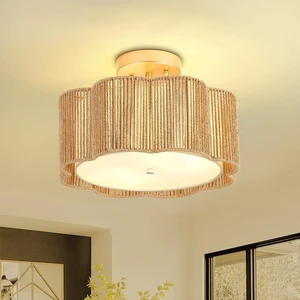 13 Inch Rattan Flush Mount Ceiling Light Fixtures 2-Light Boho Light Fixtures for Bedroom,Close to Ceiling Light Modern for Hallway Kitchen Entryway Dining Room 13 Inch Rattan Flush Mount Ceiling Light Fixtures 2-Light Boho Light Fixtures for Bedroom,Close to Ceiling Light Modern for Hallway Kitchen Entryway Dining Room
