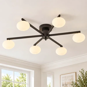 mid Century Ceiling Light,Globe Semi Flush Mount Ceiling Light Black Sputnik 6-Lights Ceiling Lighting Modern Close to Ceiling Light for Bedroom Kitchen Dining Room mid Century Ceiling Light,Globe Semi Flush Mount Ceiling Light Black Sputnik 6-Lights Ceiling Lighting Modern Close to Ceiling Light for Bedroom Kitchen Dining Room