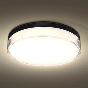 LUXRITE 7 Inch LED Outdoor Flush Mount Light, 15W, 1000LM, Black (1 Pack)