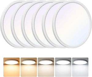 OOWOLF 6-Pack Flush Mount 12Inch Ceiling Light Fixtures 24W Ultra-Thin 0.7" OOWOLF 6-Pack Flush Mount 12Inch Ceiling Light Fixtures 24W Ultra-Thin 0.7"