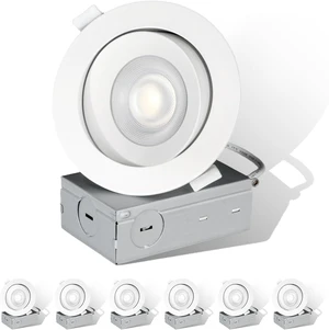4 Inch White 30° Adjustable Eyeball Gimbal LED Recessed Light, 6 Pack 4 Inch White 30° Adjustable Eyeball Gimbal LED Recessed Light, 6 Pack