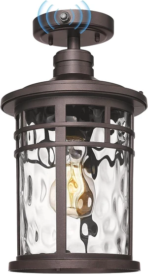 Darkaway Semi Ceiling Light Fixtures, Dusk to Dawn Flush Mount 14.37inch Large Ceiling Lighting with Waterproof Water Ripple Glass Shade for Outdoor Hallway Porch Entryway Darkaway Semi Ceiling Light Fixtures, Dusk to Dawn Flush Mount 14.37inch Large Ceiling Lighting with Waterproof Water Ripple Glass Shade for Outdoor Hallway Porch Entryway
