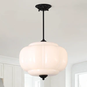15 inch Milk Glass Ceiling Light Fixture, Vintage Semi Flush Mount Pendant Light with Antique Brass Finish, Schoolhouse Light Fixture Antique Chandelier for Kitchen Hallway Foyer Living Room Bedroom 15 inch Milk Glass Ceiling Light Fixture, Vintage Semi Flush Mount Pendant Light with Antique Brass Finish, Schoolhouse Light Fixture Antique Chandelier for Kitchen Hallway Foyer Living Room Bedroom