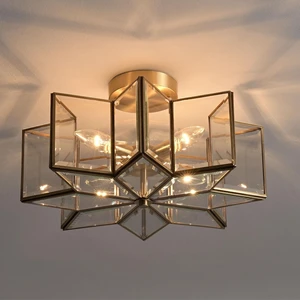 Milaii Star Semi Flush Mount Ceiling Light Fixture 16.3in Copper Brass Close to Ceiling Light Clear Glass 4-Light Hallway Lights for Kitchen Bedroom Foyer Milaii Star Semi Flush Mount Ceiling Light Fixture 16.3in Copper Brass Close to Ceiling Light Clear Glass 4-Light Hallway Lights for Kitchen Bedroom Foyer