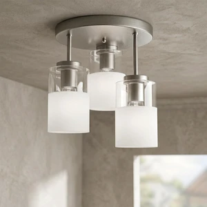 Maxax 3-Lights Nickel Semi Flush Mount Ceiling Light Fixture, 11.5" Modern Farmhouse Light Fixture with Clear Frosted Glass, E26 Base, for Kitchen, Foyer, Hallway, Entryway, Bedroom, Stairs Maxax 3-Lights Nickel Semi Flush Mount Ceiling Light Fixture, 11.5" Modern Farmhouse Light Fixture with Clear Frosted Glass, E26 Base, for Kitchen, Foyer, Hallway, Entryway, Bedroom, Stairs
