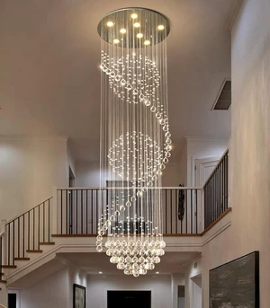 D24'' x H78'' Crystal Chandelier for Entryway High Ceiling Chandeliers Glam Chandelier Modern Large Raindrop Chandeliers LED Dimmable Light Fixtures for Staircaes Foyer Living Room