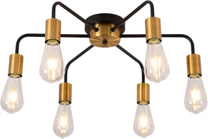 6 Light Semi Flush Mount Ceiling Light Fixture Sputnik Black and Gold Chandelier Mid Century Modern Ceiling Lamp for Farmhouse Hallway Kitchen Dining Room Bedroom Study Living Room Bathroom 6 Light Semi Flush Mount Ceiling Light Fixture Sputnik Black and Gold Chandelier Mid Century Modern Ceiling Lamp for Farmhouse Hallway Kitchen Dining Room Bedroom Study Living Room Bathroom
