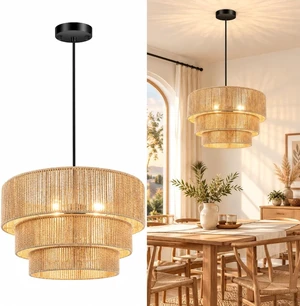 BoostArea 3 Light Boho Rattan Chandelier Light,16.5Hand Woven Farmhouse Pendant Lights,Coastal Hanging Ceiling Light for Dining Room,Kitchen Island, Bedroom,Entryway, Foyer,Brown,Adjustable Cord BoostArea 3 Light Boho Rattan Chandelier Light,16.5Hand Woven Farmhouse Pendant Lights,Coastal Hanging Ceiling Light for Dining Room,Kitchen Island, Bedroom,Entryway, Foyer,Brown,Adjustable Cord