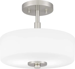 Tawson Abra 2-Light Semi Flush Mount Light with Etched Glass in Drump Shade Brushed Finish for Hallway, Entryway, Passway, Dining Room, Bedroom, Garage, Kitchen Island, Balcony Tawson Abra 2-Light Semi Flush Mount Light with Etched Glass in Drump Shade Brushed Finish for Hallway, Entryway, Passway, Dining Room, Bedroom, Garage, Kitchen Island, Balcony
