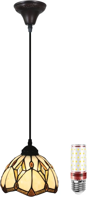 8" Pendant Light, Tiffany Style Stained Glass Hanging Ceiling Light Fixture