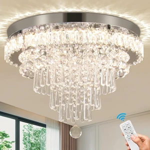 CLAIRDAI Dimmable Crystal Flush Mount Chandelier, Remote Control CLAIRDAI Dimmable Crystal Flush Mount Chandelier, Remote Control