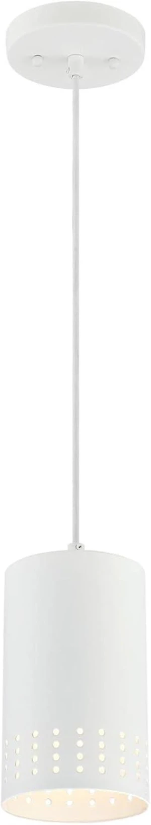 Westinghouse 6356700 Contemporary One-Light Adjustable Perforated Cylindrical Metal Shade, White Finish Mini Pendant Westinghouse 6356700 Contemporary One-Light Adjustable Perforated Cylindrical Metal Shade, White Finish Mini Pendant
