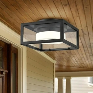 LED Square Outdoor Flush Mount Ceiling Light, 11.4 Black Porch Light LED Square Outdoor Flush Mount Ceiling Light, 11.4 Black Porch Light