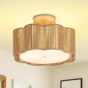 13 Inch Rattan Flush Mount Ceiling Lights 3 Lights Boho Farmhouse Ceiling Light Fixtures Wicker Hand Woven Light Fixtures for Dining Room Kitchen Bedroom Foyer Hallway Entryway 13 Inch Rattan Flush Mount Ceiling Lights 3 Lights Boho Farmhouse Ceiling Light Fixtures Wicker Hand Woven Light Fixtures for Dining Room Kitchen Bedroom Foyer Hallway Entryway