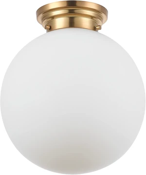 1-Light Matte Brass Semi-Flush Mount Ceiling Lighting with Opal Glass Shade 1-Light Matte Brass Semi-Flush Mount Ceiling Lighting with Opal Glass Shade