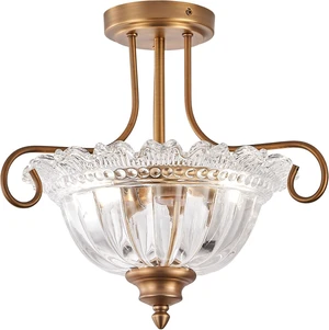 Vintage Brass Ceiling Light 2-Bulb Semi Flush Mount Ceiling Light with Glass for Bedroom Living Room Hallway Close to Ceiling Light Fixture,Bulbs Not Included Vintage Brass Ceiling Light 2-Bulb Semi Flush Mount Ceiling Light with Glass for Bedroom Living Room Hallway Close to Ceiling Light Fixture,Bulbs Not Included