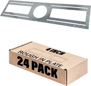 24 Pack New Construction Mounting Plate with Symmetric Round Hole 4 Inch Flat Steel Rough-in Wafer Light Bracket, LED Recessed Lighting Housing for Use with 4 Inch Models 24 Pack New Construction Mounting Plate with Symmetric Round Hole 4 Inch Flat Steel Rough-in Wafer Light Bracket, LED Recessed Lighting Housing for Use with 4 Inch Models